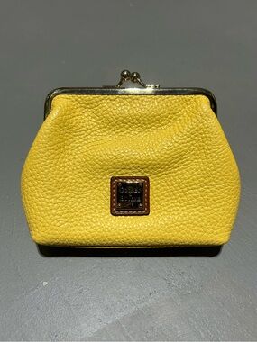 Dooney & Bourke Yellow Large Framed Kisslock Leather Coin Purse